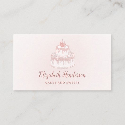 Gebak Bakkerij Chef Blush Roze Glitter Drips Cake Visitekaartje (Voorkant)