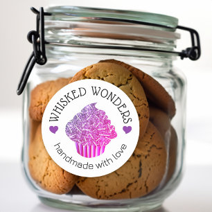gebak bakkerij glitter roze Paarse druppels Ronde Sticker