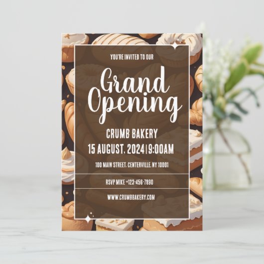 Gebak bakkerij opening uitnodigingskaart kaart (Staand voorkant)