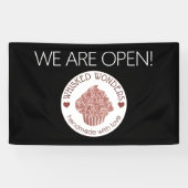 Gebak Cake Bakkerij Glitter Roos Goud Roze Spandoek (Horizontaal)