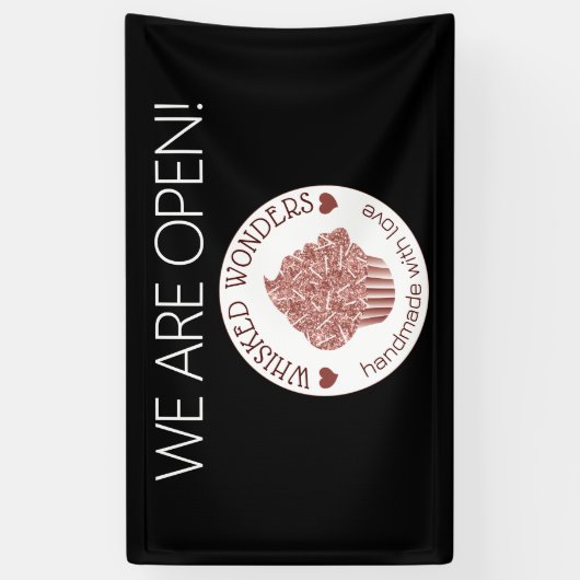 Gebak Cake Bakkerij Glitter Roos Goud Roze Spandoek (Verticaal)