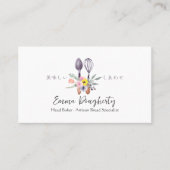 Gebak Chef Bakken Utensil Bloemen Boeket Rustiek Visitekaartje (Voorkant)