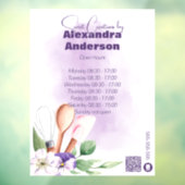 Gebak Chef Bakken Utensils Paarse Bloemen QR Code Raamsticker (Vel 3)