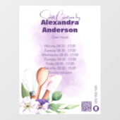 Gebak Chef Bakken Utensils Paarse Bloemen QR Code Raamsticker (Vel)