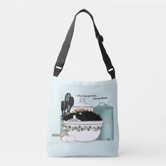 Gebak Chef Cat Blue Crossbody Tas (Voorkant)