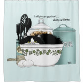 Gebak Chef Cat Blue Douchegordijn (Voorkant)