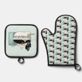 Gebak Chef Cat Blue Ovenwant & Pannenlap Set (Voorkant)