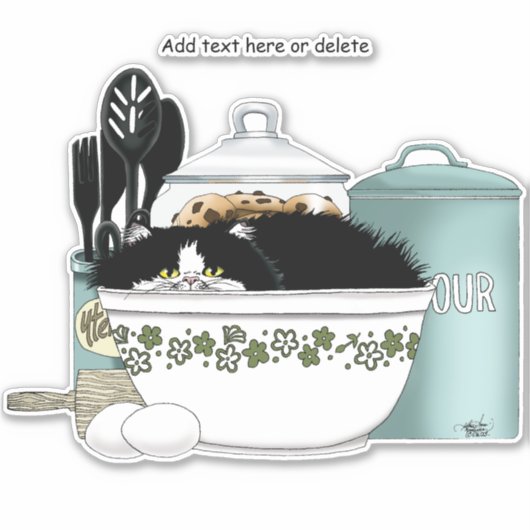 Gebak Chef Cat Blue Sticker (Voorkant)