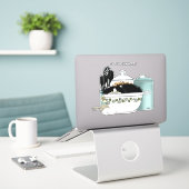 Gebak Chef Cat Blue Sticker (Laptop op bureau)