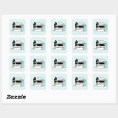 Gebak Chef Cat Blue Vierkante Sticker (Vel)
