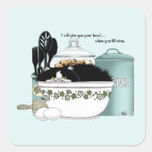 Gebak Chef Cat Blue Vierkante Sticker (Voorkant)