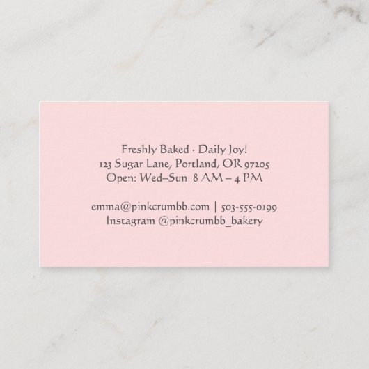 Gebak Chef Cherry Red Cupcake Waterverf Elegant Visitekaartje (Achterkant)