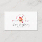 Gebak Chef Cherry Red Cupcake Waterverf Elegant Visitekaartje (Voorkant)