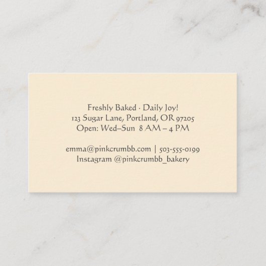 Gebak Chef Cookie Baker Biscuit Waterverf Rustic Visitekaartje (Achterkant)