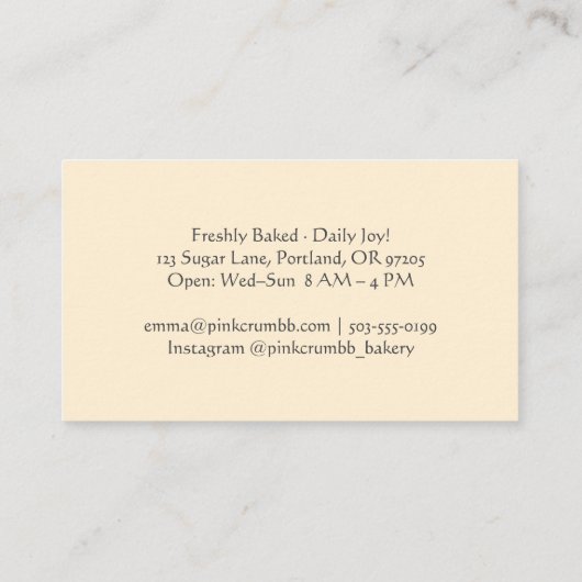 Gebak Chef Cookie Baker Biscuit Waterverf Rustic Visitekaartje (Achterkant)