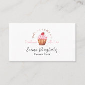 Gebak Chef Cupcake Aardbei Roze Waterverf Visitekaartje (Voorkant)