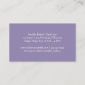 Gebak Chef Cupcake Blueberry Paarse Waterverf Visitekaartje (Achterkant)