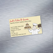 Gebak Chef Holding Cake en Cupcakes Magnetisch Visitekaartje (Voorbeeld)