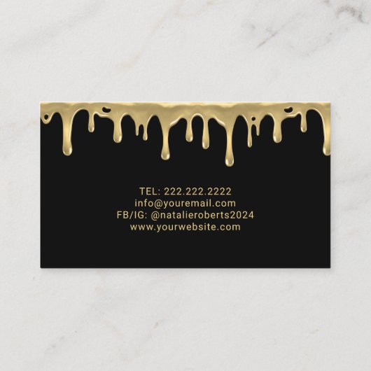 Gebak Chef Modern Goud Drips Whisk Logo Bakkerij Visitekaartje (Achterkant)