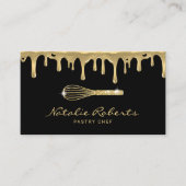 Gebak Chef Modern Goud Drips Whisk Logo Bakkerij Visitekaartje