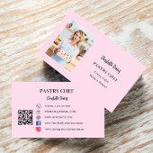 Gebak chef roze foto slogan liefde QR code Visitekaartje