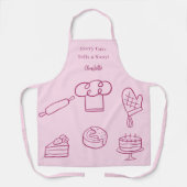 Gebak chef roze script slogan keukengerei schort (Voorkant)
