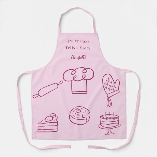 Gebak chef roze script slogan keukengerei schort (Voorkant)