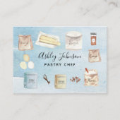 Gebak Chef Waterverf Bakingrediënten Blauw Visitekaartje (Voorkant)