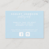 Gebak Chef Waterverf Bakingrediënten Blauw Visitekaartje (Achterkant)