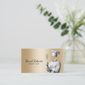 Gebak Chef & Whisk Moderne Gouden Bakkerij Visitekaartje (Staand voorkant)