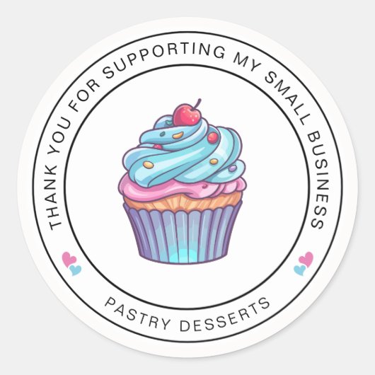 Gebak Cupcake Bedankt Sticker (Voorkant)