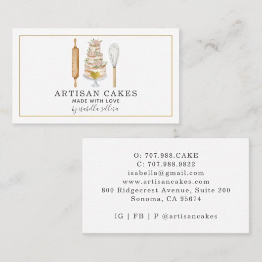 gebak en bakgereedschap visitekaartje (Voorkant / Achterkant)