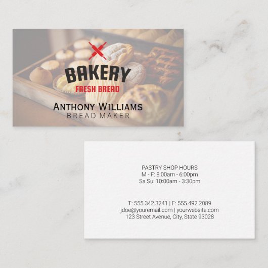 Gebak en brood assortiment | bakker visitekaartje (Voorkant / Achterkant)