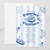 Gebak & fopspenen Doodle Blue Boy Baby shower Kaart (Voorkant / Achterkant)