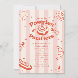 Gebak & Fopspenen Roze Doodle Meisje Baby Shower Kaart