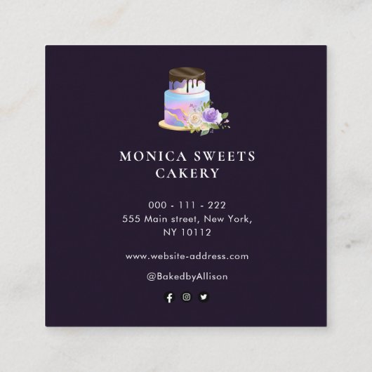 gebak logo, kleurrijk  vierkante visitekaartje (Achterkant)