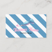 Gebak Shop Piping Bag & Heart Blue Stripes Bakkeri Visitekaartje (Voorkant)