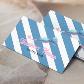 Gebak Shop Piping Bag & Heart Blue Stripes Bakkeri Visitekaartje