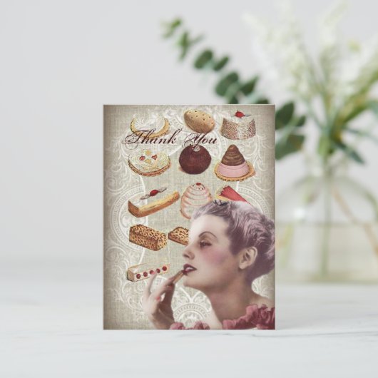  gebak vrijgezellenfeest theefeest briefkaart (Staand voorkant)