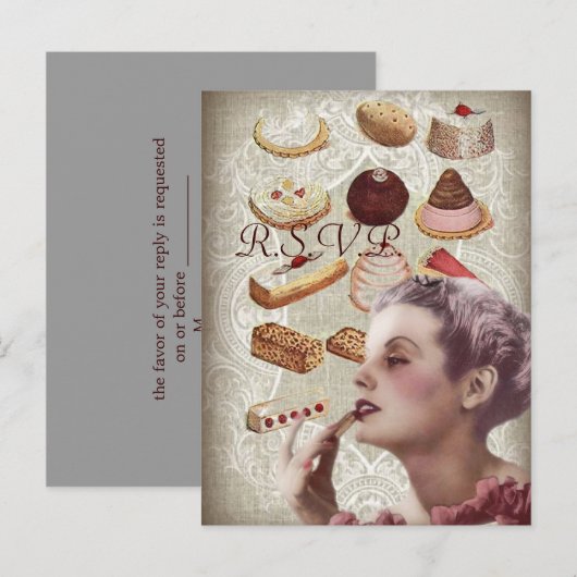 gebak vrijgezellenfeest theefeest uitnodiging briefkaart (Voorkant / Achterkant)