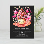 Gebak Waterverf Delight Muffin Meisje Verjaardag Kaart (Staand voorkant)