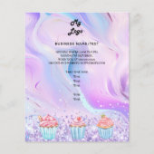 Gebak winkel bakkerij holografische cupcakes logo  flyer (Voorkant)