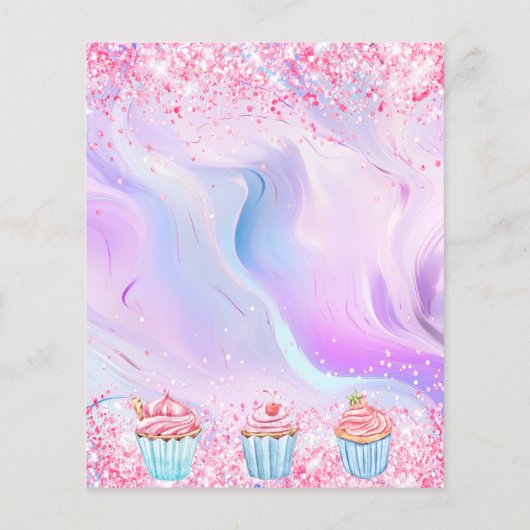 Gebak winkel bakkerij holografische roze cupcakes (Achterkant)