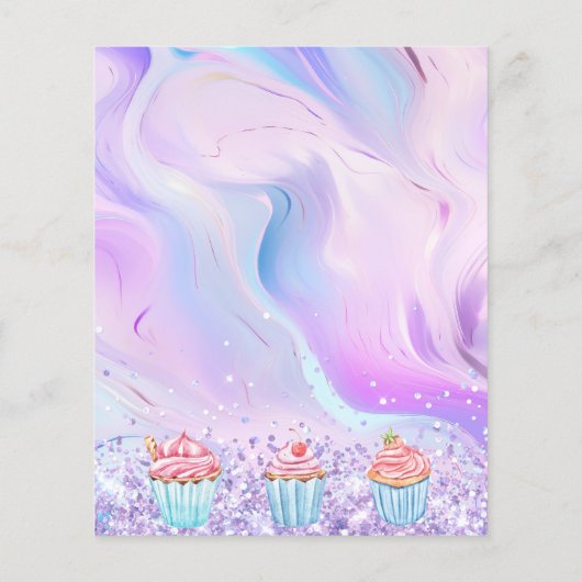 Gebak winkel bakkerij roze holografische cupcakes  (Achterkant)