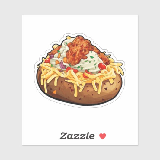 Gebakken aardappel met veel toppings sticker (Vel)