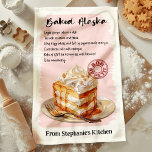 Gebakken Alaska recept gepersonaliseerd Theedoek<br><div class="desc">Voeg een persoonlijk tintje toe aan uw keuken met deze stijlvolle Baked Alaska keukenhanddoek. Met een prachtig geïllustreerd gebakken Alaska-dessert en een gemakkelijk te volgen recept, is deze handdoek zowel decoratief als functioneel. Pas het aan met jouw naam of bericht om het uniek van jou te maken, ideaal voor dessertliefhebbers...</div>
