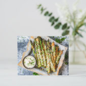 Gebakken asperges met parmezaanse korst feestdagenkaart (Staand voorkant)