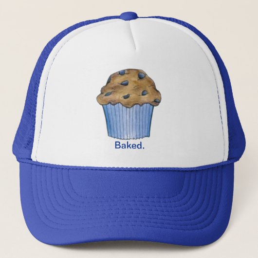 Gebakken Bakken Blueberry Muffin Ontbijt Voedsel B Trucker Pet (Voorkant)