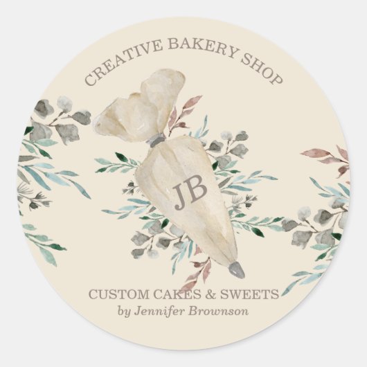 Gebakken Boho Chic Voedsel Maker met monogram Ronde Sticker (Voorkant)