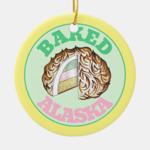 Gebakken Bombe Alaska Ice Cream Cake Dessert Voeds Keramisch Ornament